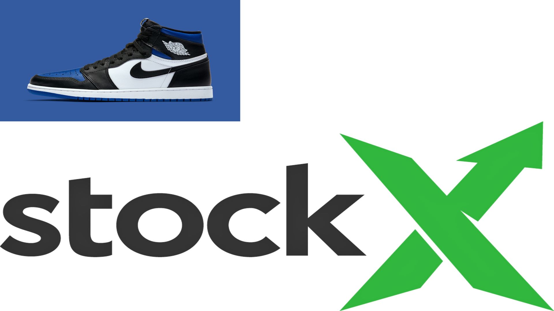 scarpa nike e logo stockx su sfondo bianco